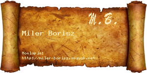 Miler Borisz névjegykártya
